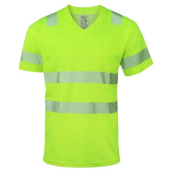 Warnschutz T-Shirt mit Elastik-Reflexstreifen, Gipfelstürmer - Neongelb