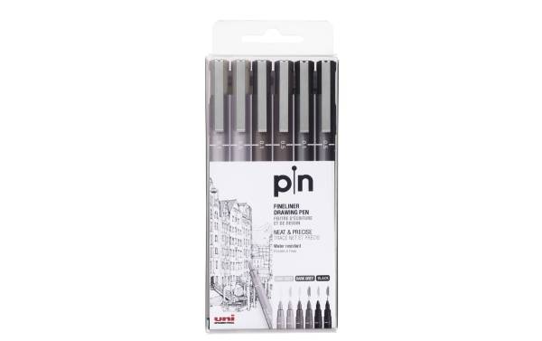Fineliner Pin 0.1/0.5mm 3 Farben 6 Stück UNI-BALL PIN-200/S