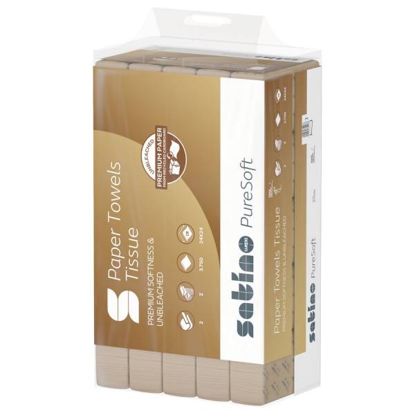 Satino 277550 PureSoft Handtuchpapier 2-lagig Z-Falz 24×24 – 1 Pack à 3750 Blatt