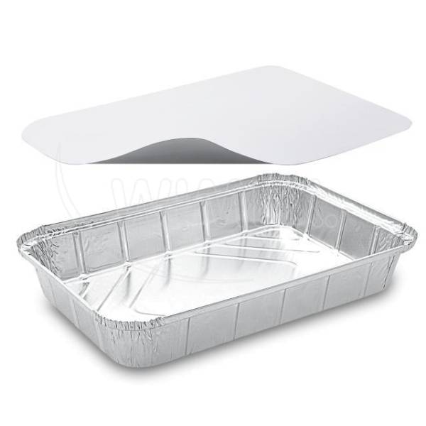 Schale (ALU) eckig 315 x 215 x 43 mm 2000ml + Deckel – 10 Stück