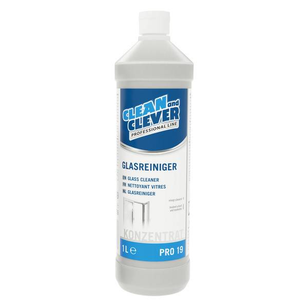 CLEAN and CLEVER Glasreiniger PRO 19, 12 Flaschen à 1 Liter