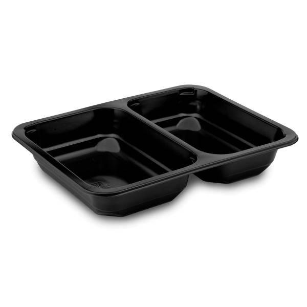 Menü-Schale (PP) 2-geteilt schwarz 227 x 178 x 40 mm – 50 Stück