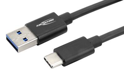 ANSMANN Daten- & Ladekabel, USB-A – USB-C, 1.200 mm, schwarz