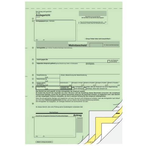 sigel Vordruck "Mahnbescheid", A4, SD, 2 x 2 Blatt