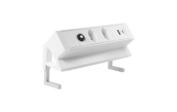STEFFEN Tischsteckdosenleiste ALU DESK 2x T13, USB-A+C, Weiss