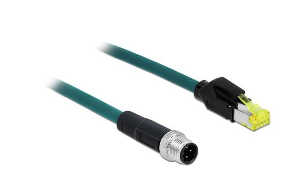 Delock Patchkabel M12-RJ45 SF/UTP, 1 m, 4 Pin D-kodiert PROFINET