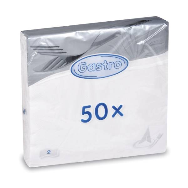 Serviette 2-lagig weiß 40 x 40 cm – 50 Stück