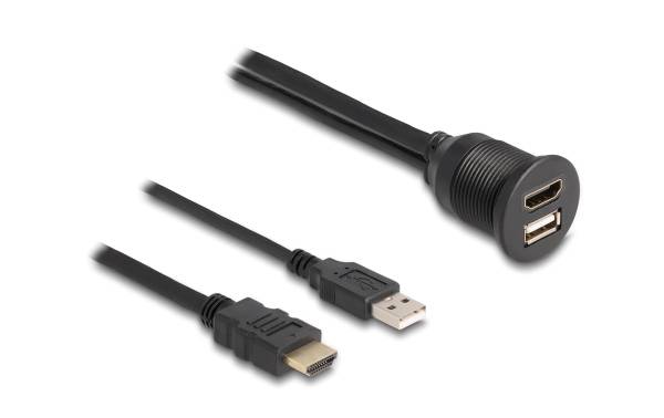 Delock USB 2.0-Verlängerungskabel HDMI/USB A – HDMI/USB A 1 m