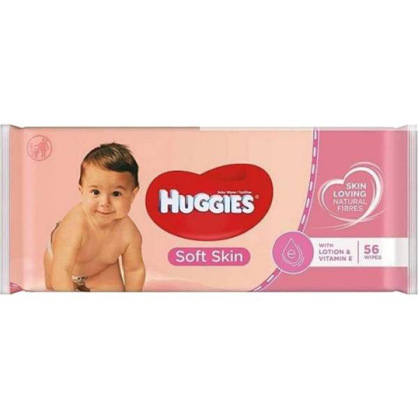 HUGGIES Feuchttücher Soft Skin mit Lotion & Vitamin E – Pack à 56 Tücher