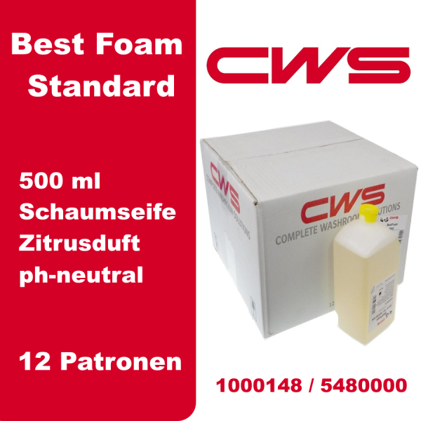 CWS Schaumseife Best Foam Standard – 5480000 – Karton à 12 Kartuschen