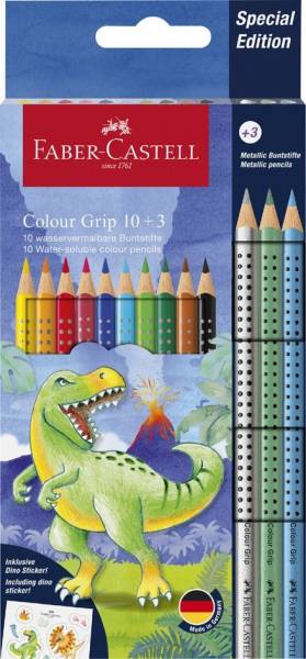 FABER-CASTELL Dreikant-Buntstifte Colour GRIP Dino, 10+3
