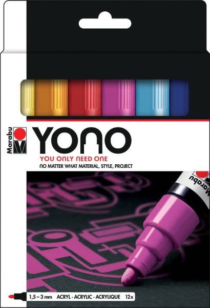 Marabu Acrylmarker 'YONO', 1,5 – 3,0 mm, 12er Set