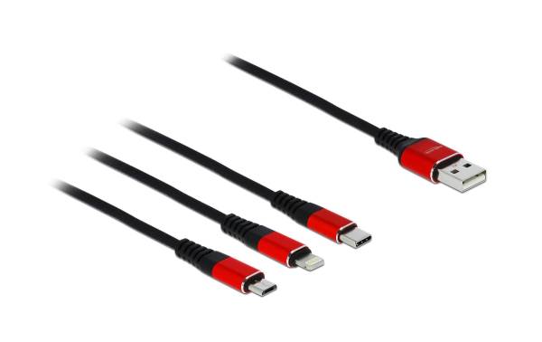 Delock USB-Ladekabel 3-in-1 USB A – Micro-USB B/Lightning/USB C 1 m