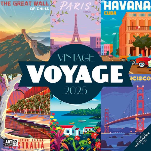 ACKERMANN Bildkalender 2025 4503 Vintage Voyage ML 30x30cm