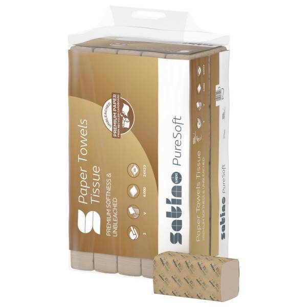 Satino 277540 PureSoft Handtuchpapier 2-lagig V-Falz 24×23 – 1 Pack à 4000 Blatt