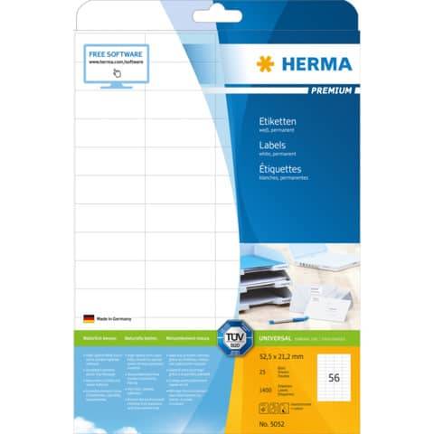 HERMA Universal-Etiketten PREMIUM, 52,5 x 21,2 mm, weiß