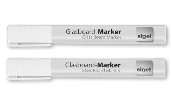 Glassboard-Marker 44622 mm weiss,Tinte/Kreide,2ST SIGEL GL715