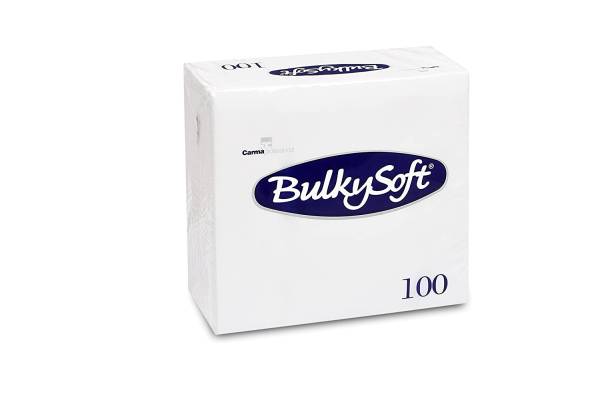Servietten Bulkysoft, 3-lagig, 1/4 Falz, weiss, 40x40cm - Karton à 10 Pack / Pack à 100 Servietten
