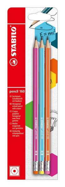 Bleistift 160 mit GummiHB assortiert 3 Stück STABILO B-50500
