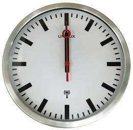 UNiLUX Wanduhr/Funkuhr STATION, Durchmesser: 350 mm, silber