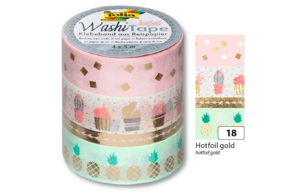 folia Deko-Klebeband Washi-Tape HOTFOIL GOLD, 4er Set