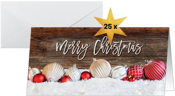 SIGEL Weihnachtskarten DL DS090 Holzoptik, Kugeln 25 Stück