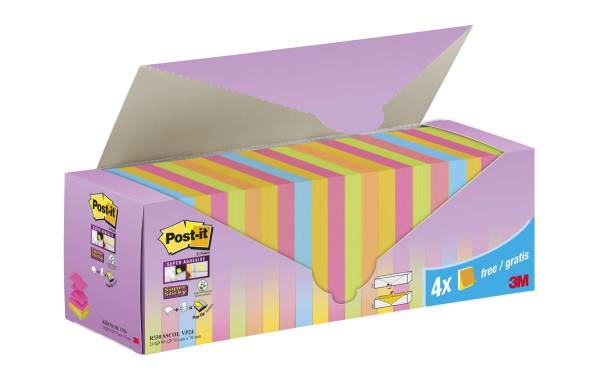 Post-it Haftnotizen Super Sticky Z-Notes, 76 x 76 mm, 20+4