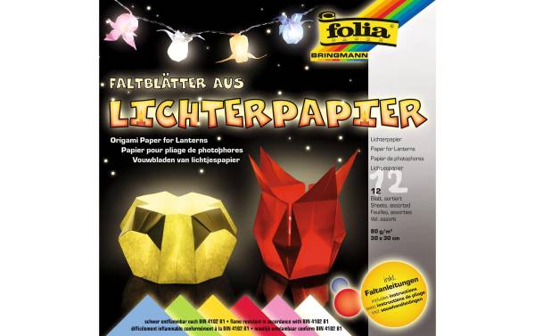 Folia Faltblätter 33 x 33 cm, 80 g/m², 12 Stück, Mehrfarbig