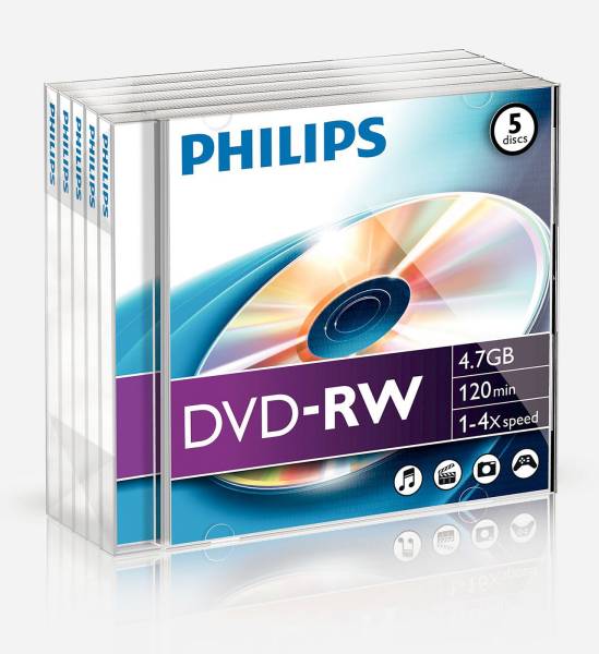 DVD-RW Jewel 4.7GB 5 Pcs PHILIPS 35937