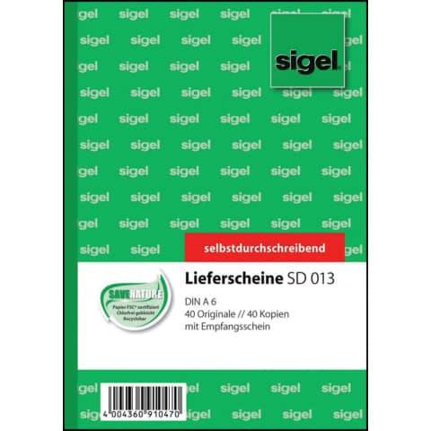 sigel Formularbuch "Lieferschein mit Empfangsschein", A6, SD