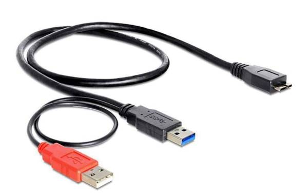 Delock USB 3.0-Y-Kabel USB A – Micro-USB B 0.6 m