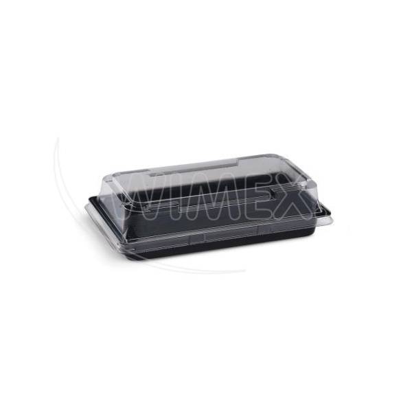 Sushi-Schale (PET) schwarz 170 x 90 x 17 mm + Deckel – 600 Stück