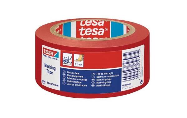 tesa Markierungsband Professional 60760, 50 mm x 33 m, Rot
