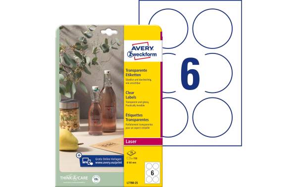 Avery Zweckform Runde Etiketten Ø 80 mm, 25 Blatt