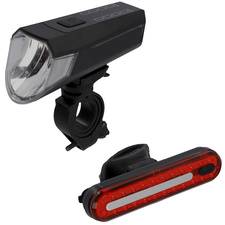 FISCHER Fahrrad-Akku-LED-Beleuchtungs-Set, 80 Lux