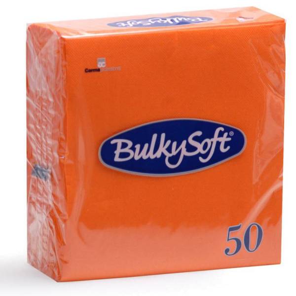 Servietten Bulkysoft, 2-lagig, 1/4 Falz orange 33x33cm - Karton à 24 Pack (Pack à 50 Servietten)