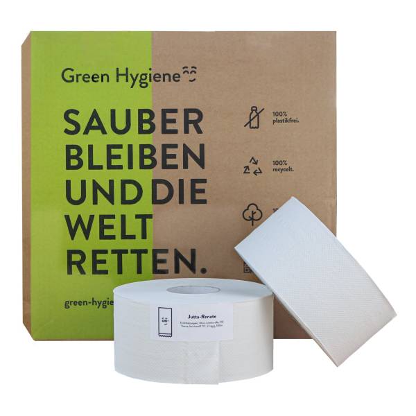 Green Hygiene® JUTTA RENATE Mini Jumborollen-Toilettenpapier, 2-lagig 180m