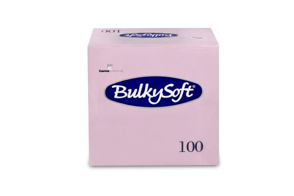 Servietten Bulkysoft, 3-lagig, 1/4 Falz, rosa, 40x40cm - Karton à 10 Pack / Pack à 100 Servietten
