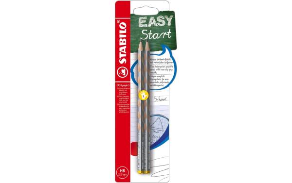 STABILO Bleistift EASYgraph S Metallic Linkshänder, 2 Stück, Silber