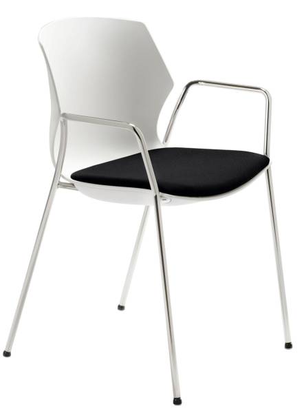 MAYER Besucherstuhl OvaLounge 25110102A weiss/chrome, mit Armlehnen