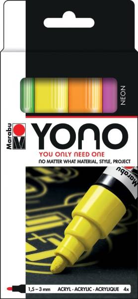 Marabu Acrylmarker 'YONO', 1,5 – 3,0 mm, 4er Set NEON