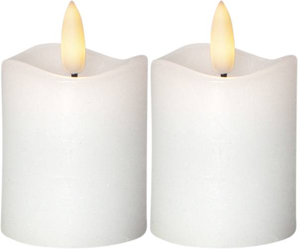 LED Pillar Kerze 2er Pack Flamme