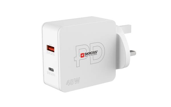 SKROSS USB-Wandladegerät Multipower Combo+, UK, 48 W, Weiss