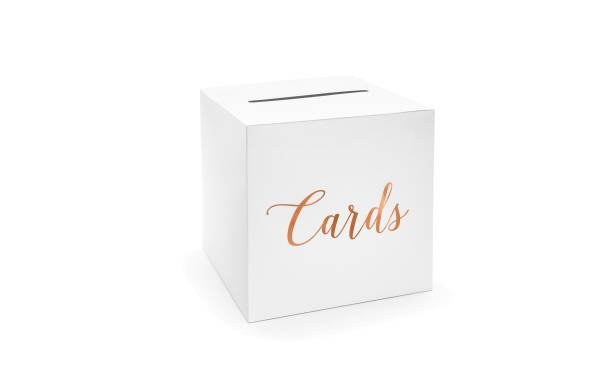 Partydeco Hochzeitsaccessoire Kartenbox 24 x 24 cm, Weiss/Rosegold