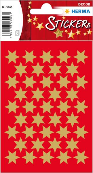 Sticker Sterne 14mm gold 195 Stück/3 Blatt HERMA 3903