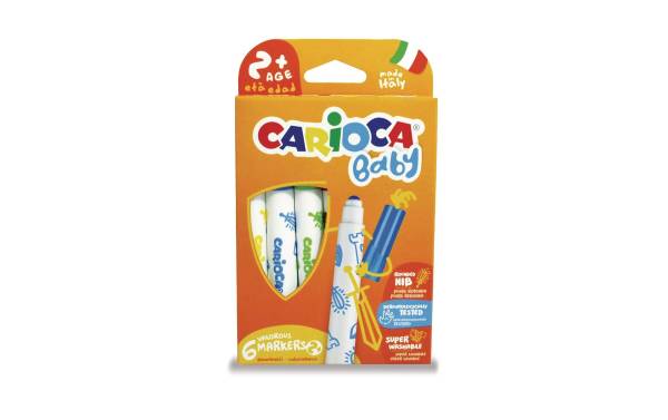 Carioca Fasermaler Baby 2+ 6 Stück, Mehrfarbig