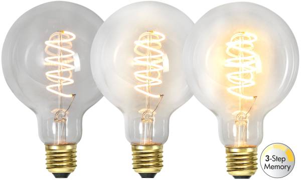 LED Leuchtmittel E27 G95 Decoled Spiral Clear 3-step