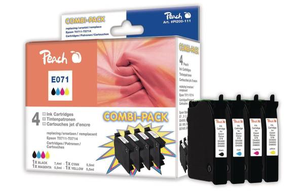 Peach Tintenset Epson T071 BK, C, M, Y
