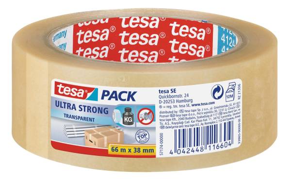Tesapack ultra strong 38mmx66m transparent, reissfest TESA 571740000
