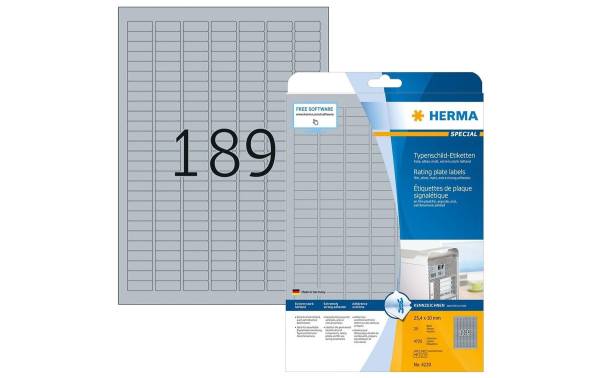 HERMA Typenschild-Etiketten SPECIAL, 25,4 x 10 mm, silber